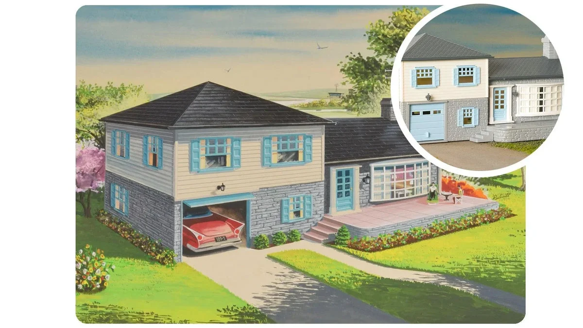 O Bachmann 75th Anniversary Plasticville Split Level House 45633 - Bachmann Trains