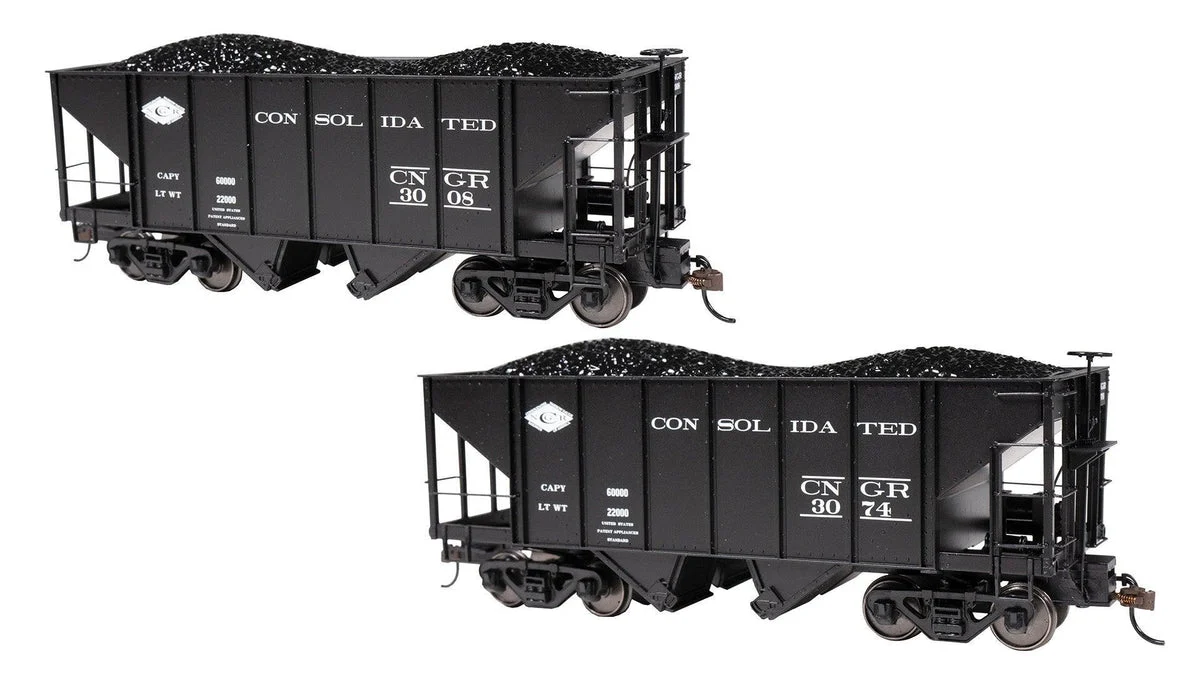 On30 Bachmann Consolidated Narrow Gauge RR #3008 & #3074 - 2 Bay Steel Hopper 27903