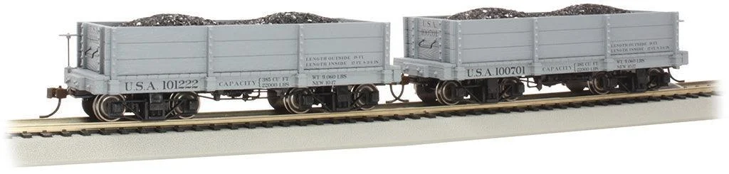 On30 Bachmann USA #100701 & #101222 Gray (2/Box) - 18' Low Side Gondola 26533