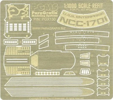 Paragrafix 1/1000 USS Enterprise Refit Photo-Etch Set for PLL