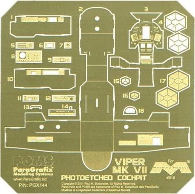 Paragrafix 1/32 Colonial Viper Mk VII Cockpit Photo-Etch/Decal Set for MOE