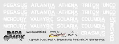 Paragrafix 1/4105 Battlestar Galactica Pegasus Alternate Registry Decals Set for MOE