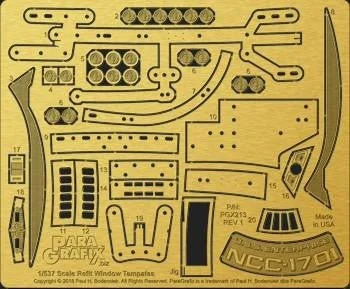 Paragrafix 1/537 Enterprise Refit Window Templates Photo-Etch Set for AMT