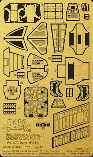 Paragrafix 1/72 Brian Johnson's Concept Hawk Cockpit Photo-Etch Set for MPC