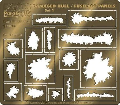 Paragrafix Various Sizes Damaged Hull/Fuselage Panels Photo-Etch Set (15 different)