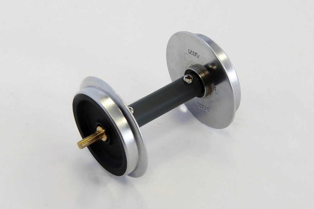 Piko 36168 Ball Bearing Wheelset with Pickups: 35mm, 2 pcs - Fits Most European Cars (G-Scale)
