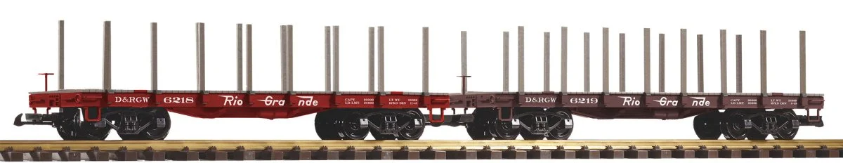 Piko 38797 D&RGW Flatcar w/Stakes, 2-Pack (G-Scale)