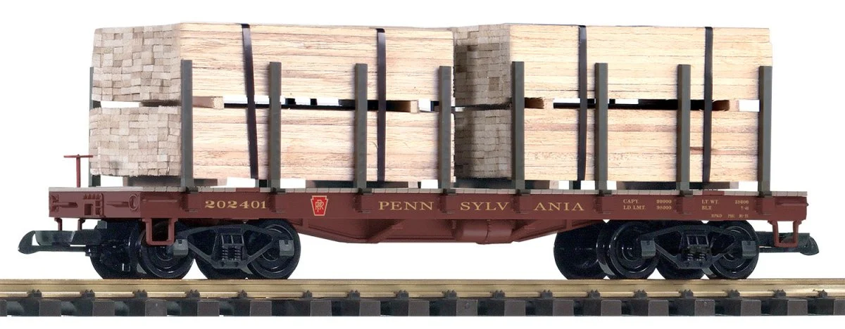 Piko 38799 PRR Flatcar w/ Lumber Load (G-Scale)