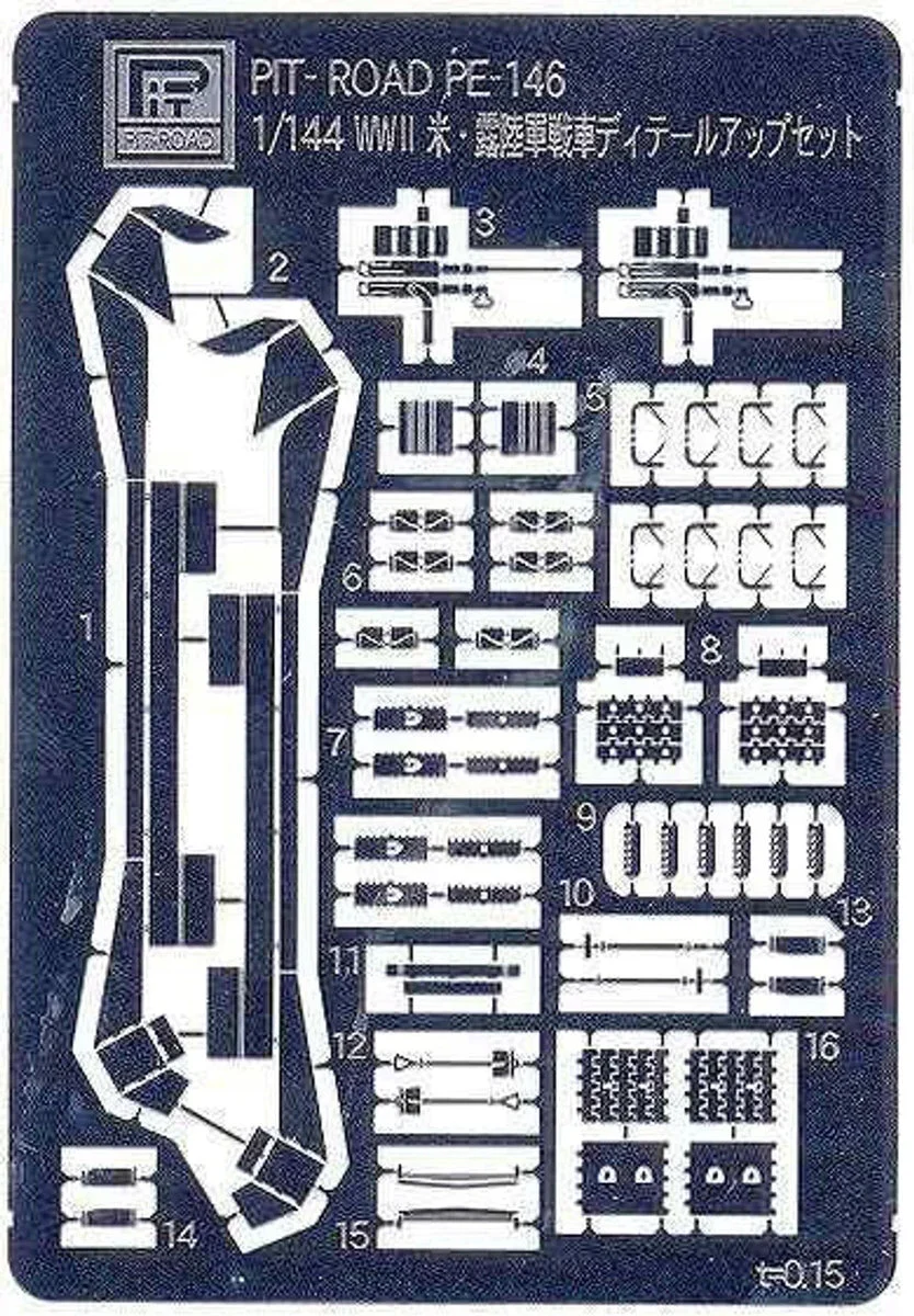 1/144 Pitroad PE for WWII USA Tank & Russian Tank