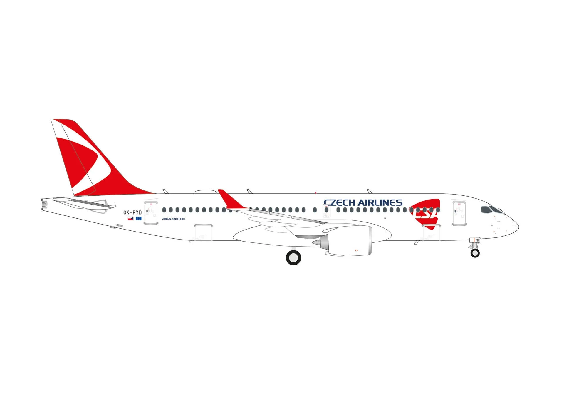 Pre-Order Herpa Wings 573740 1:200 CSA Czech Airlines Airbus A220-300 – OK-FYD