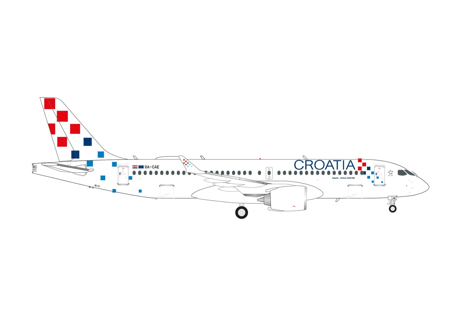Pre-Order Herpa Wings 573757 1:200 Croatia Airlines Airbus A220-300 – 9A-CAE