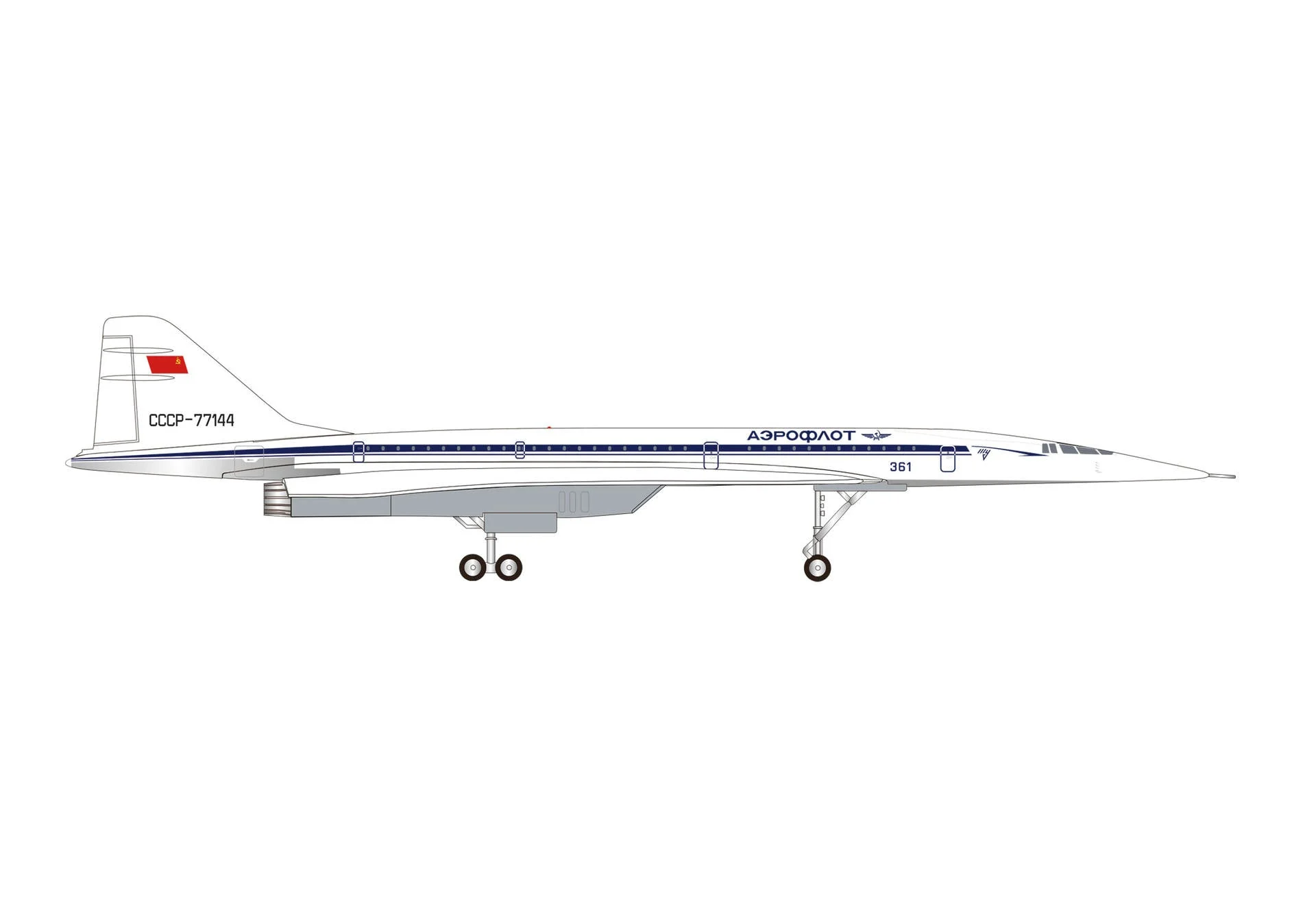 Pre-Order Herpa Wings 573870 1:200 Tupolev Design Bureau Tupolev TU-144S, Le Bourget 1975