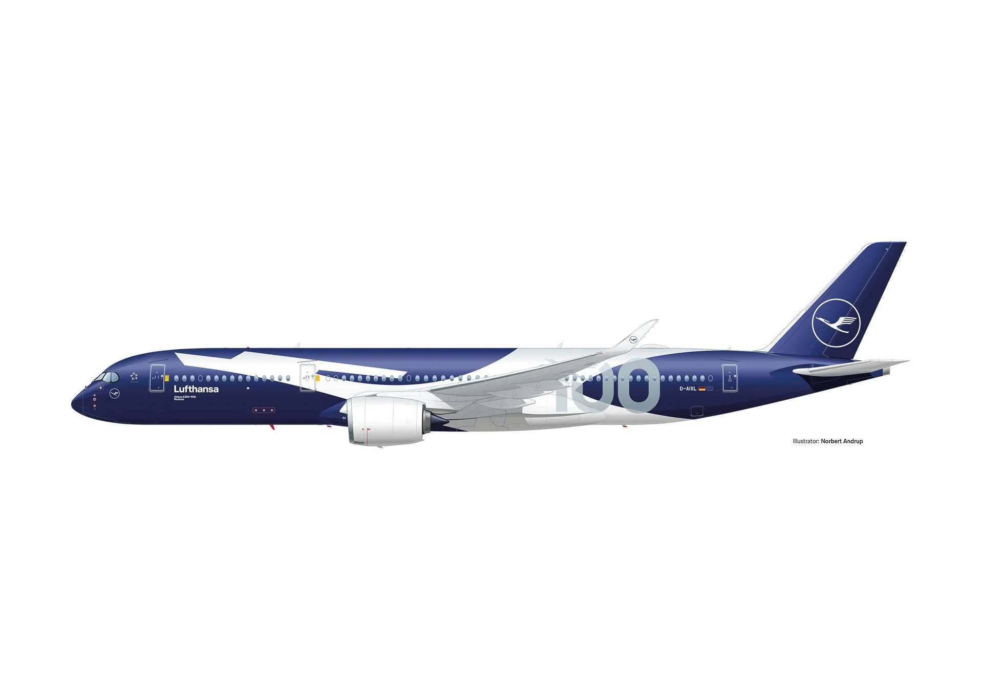Pre-Order Herpa Wings 573993 1:200 Airbus A350-900 Lufthansa 100th Anniversary D-AIXL Plastic Model