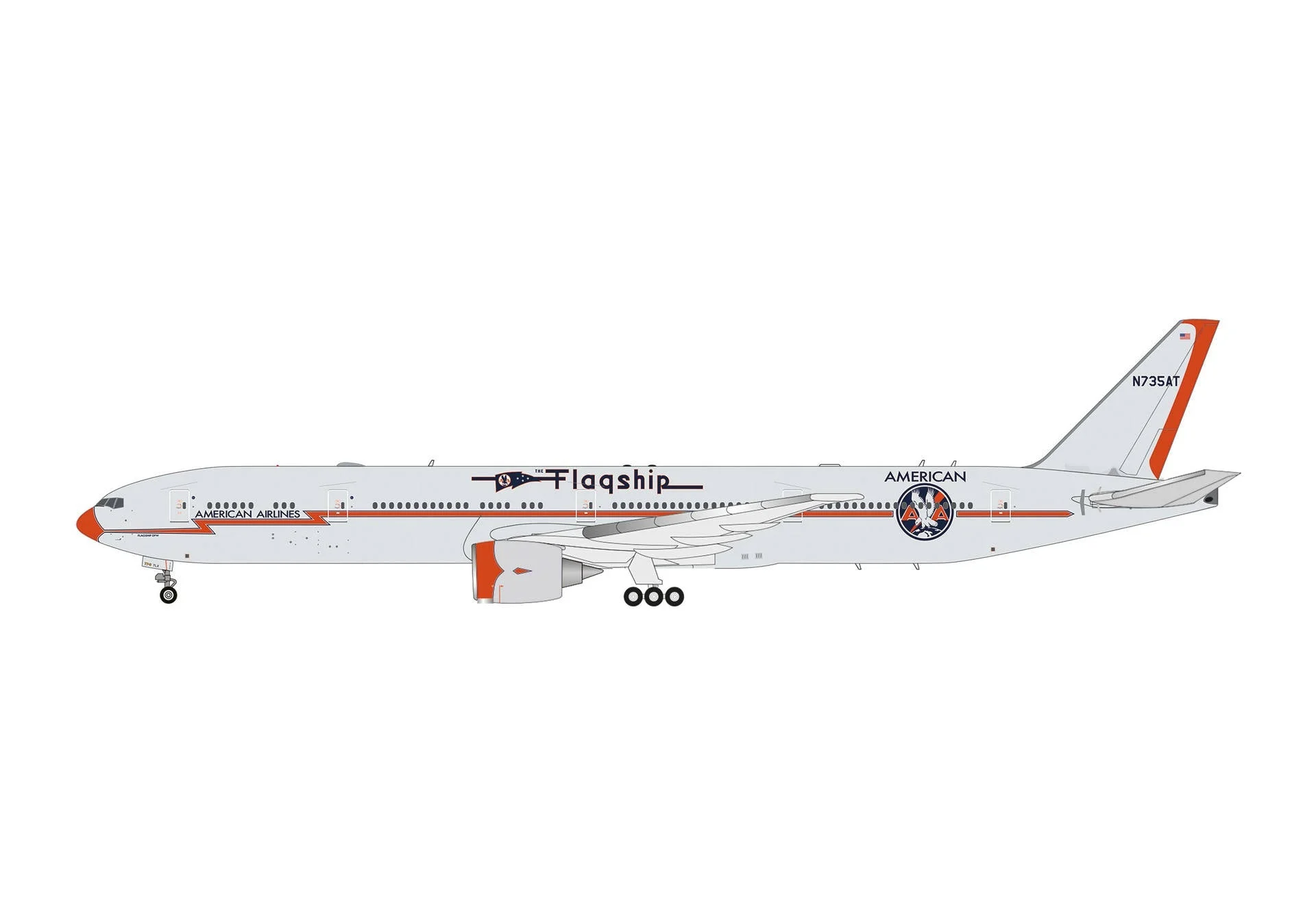 Pre-Order Herpa Wings 574020 1:200 Boeing 777-300 American Airlines Flagship 100th Anniversary N735AT Plastic Model