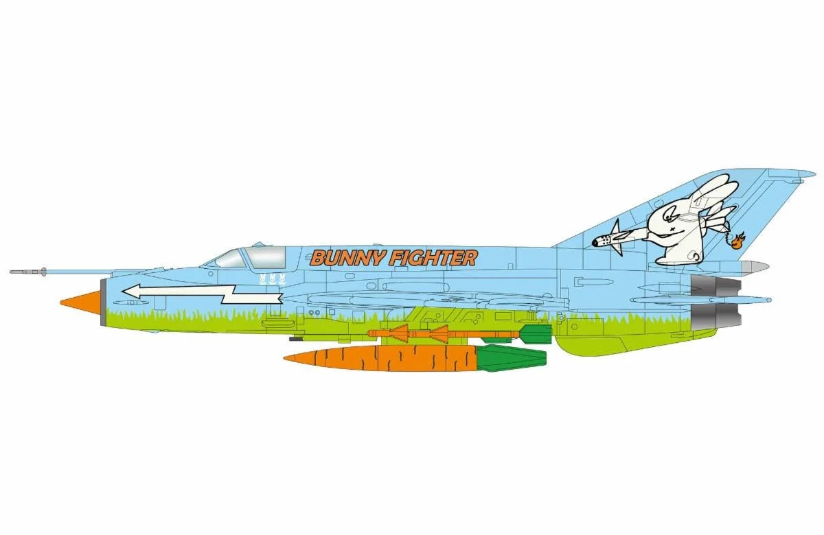 Pre-Order Hobby Master HA0116 1:72 MIG-21BFC "Bunny Fighter" flown by Lt. C. Bunnyfield, 1st Sqn., Carrot Flight, Central Africa, 2011