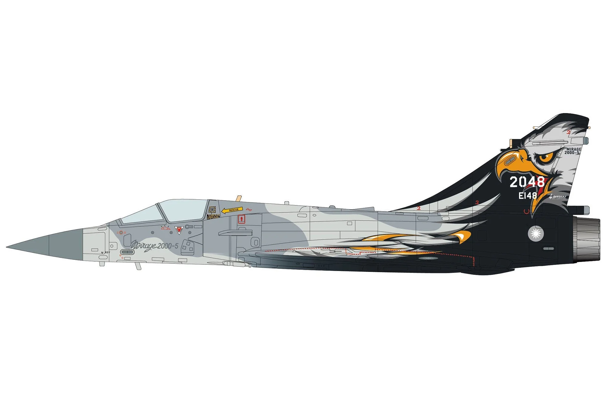 Pre-Order Hobby Master HA1654 1:72 Mirage 2000-5 E148/2048, 48 Training Sqn., ROCAF (w/full weapon load)