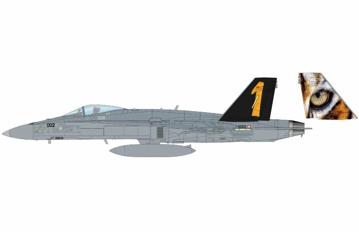 Pre-Order Hobby Master HA3596 1:72 F/A-18C 'Swiss Tiger 2025' J-5002, Swiss Air Force