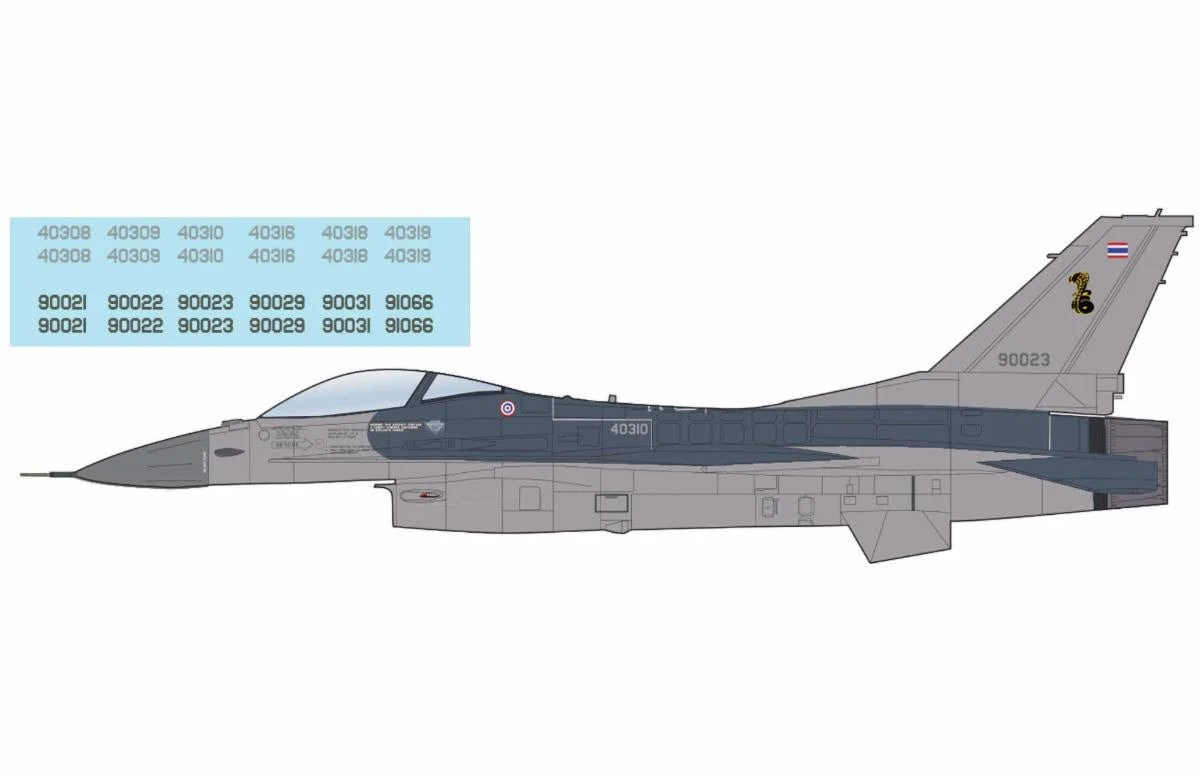 Pre-Order Hobby Master HA38075b 1:72 F-16A "Royal Thai AF" (w/ decals for 6 planes)