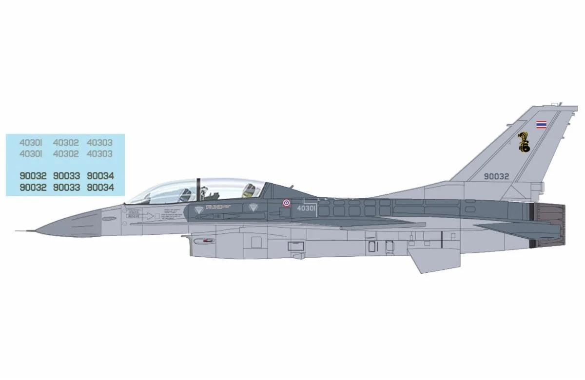 Pre-Order Hobby Master HA38076 1:72 F-16B "Royal Thai AF" (w/ decals for 3 planes)