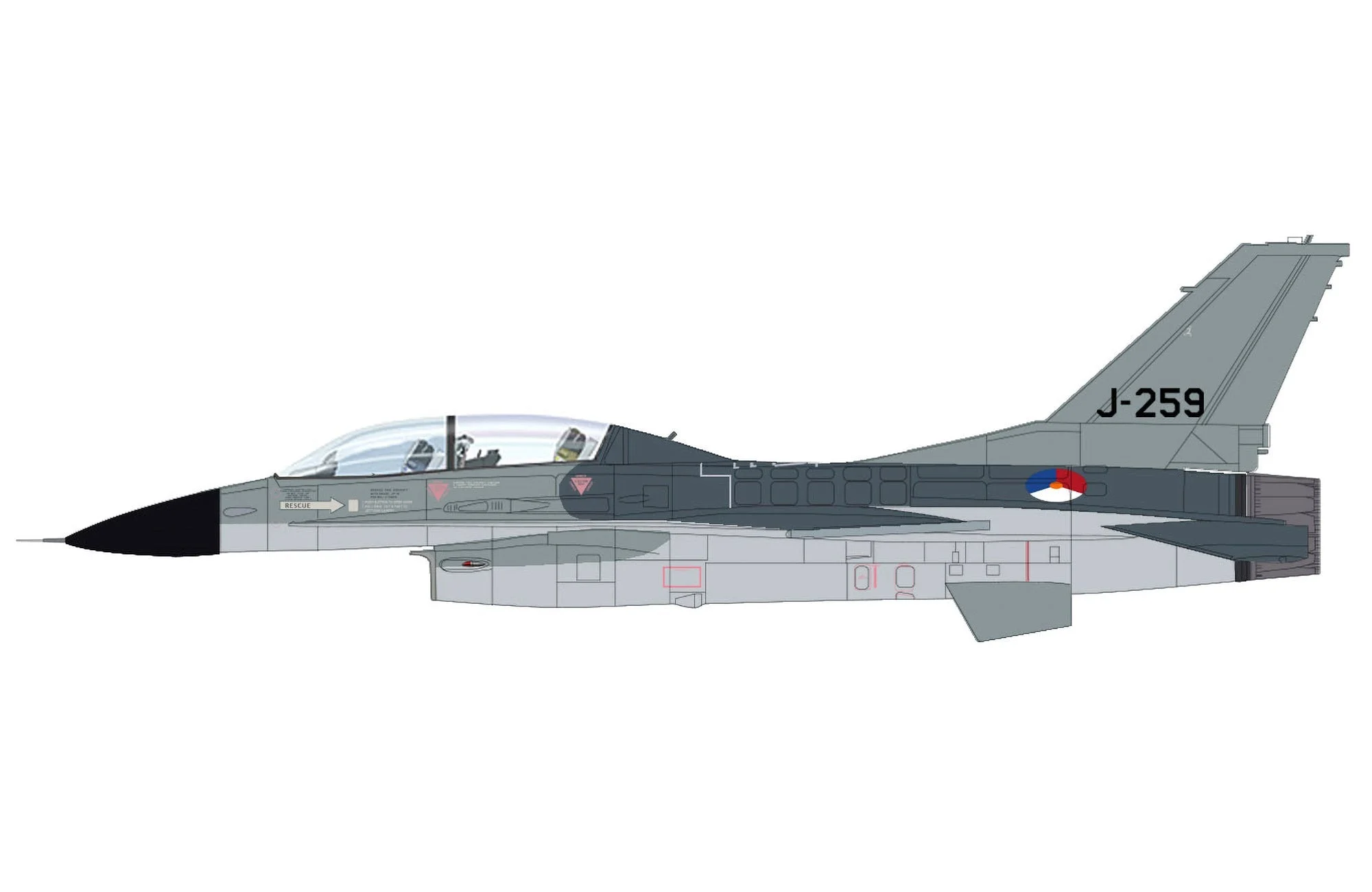 Pre-Order Hobby Master HA38079 1:72 F-16B "Fighting Falcon" J-259, RNLAF