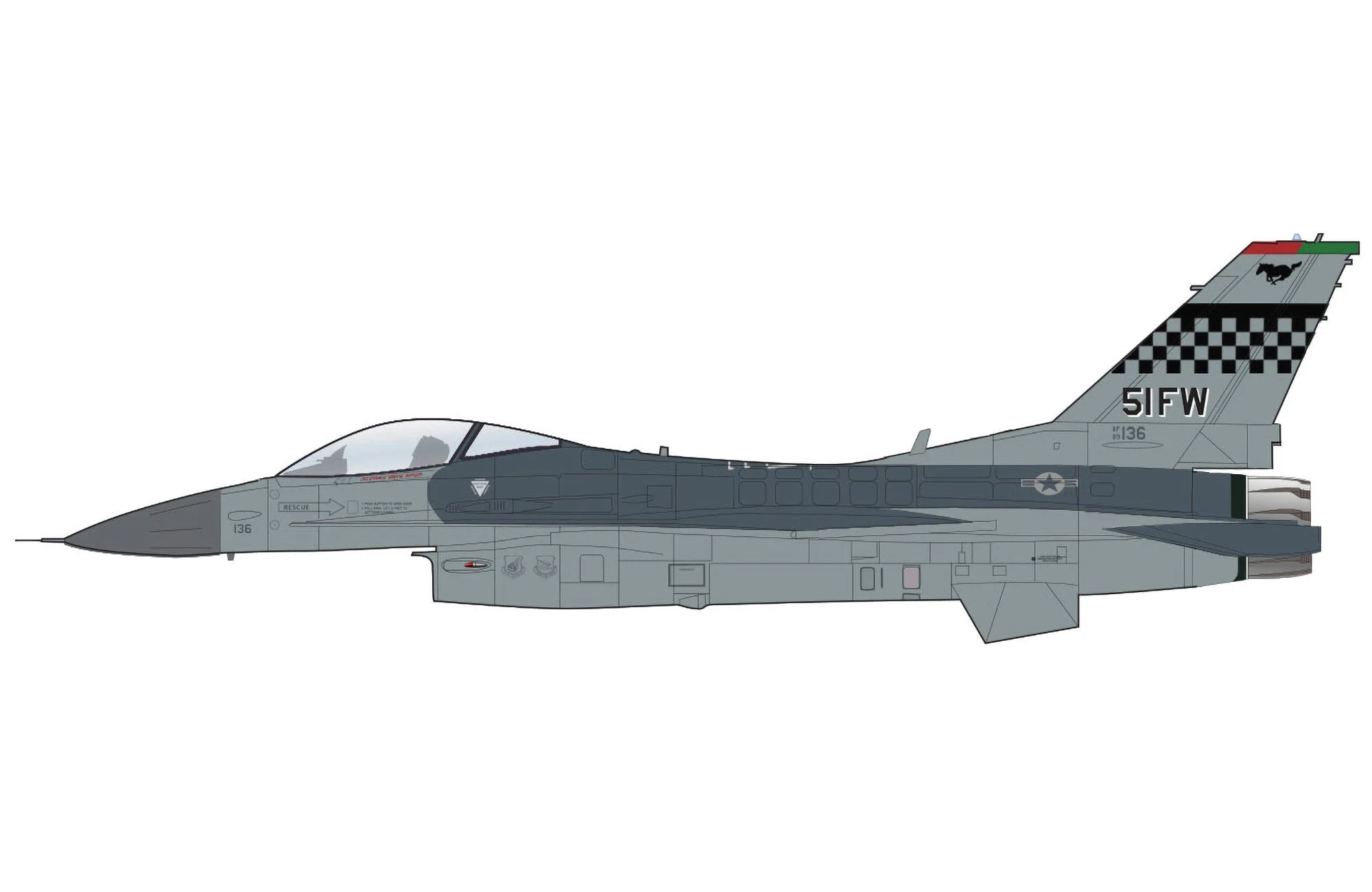 Pre-Order Hobby Master HA38080 1:72 F-16C Fighting Falcon 89-2136, 51st FW Flagship, Osan 2019