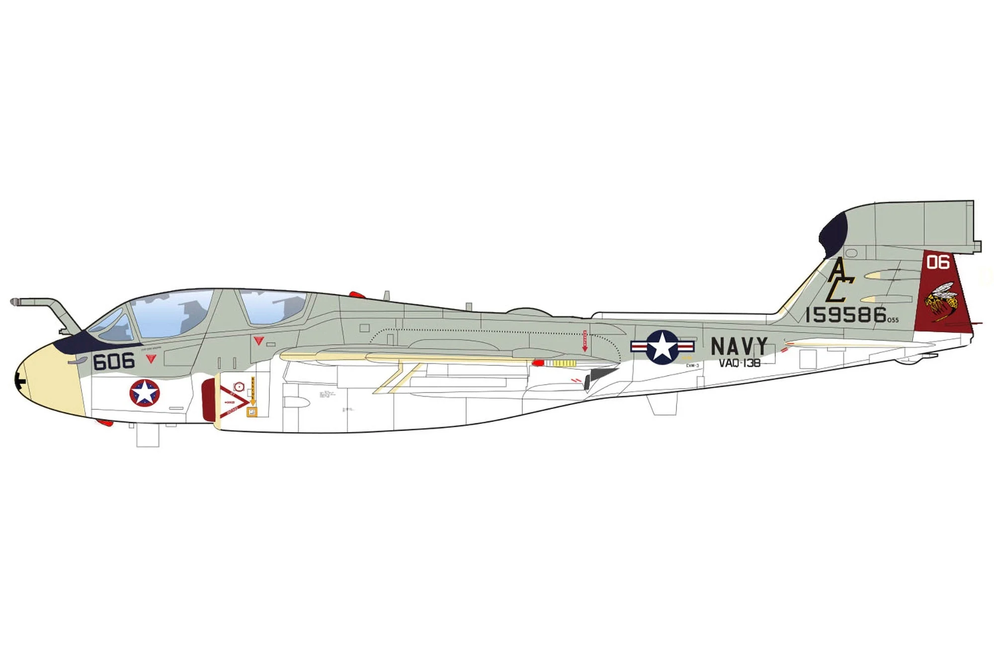 Pre-Order Hobby Master HA5014 1:72 EA-6B Prowler 159586, VAQ-138, USS Saratoga, 1977