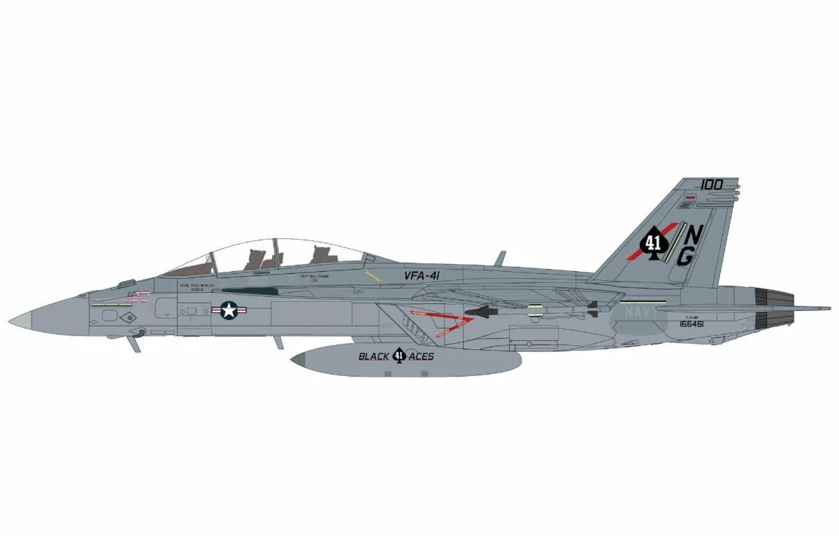 Pre-Order Hobby Master HA5145 1:72 F/A-18F "Operation Epic Fury"166461, VFA-41, USS Abraham Lincoln, 28th Feb. 2026 (w/ 4 x AGM-158)