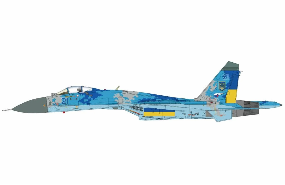 Pre-Order Hobby Master HA6027 1:72 Su-27 Flanker B Blue 21, Ukrainian Air Force (with 2 x JDAM-Er gliding bombs)