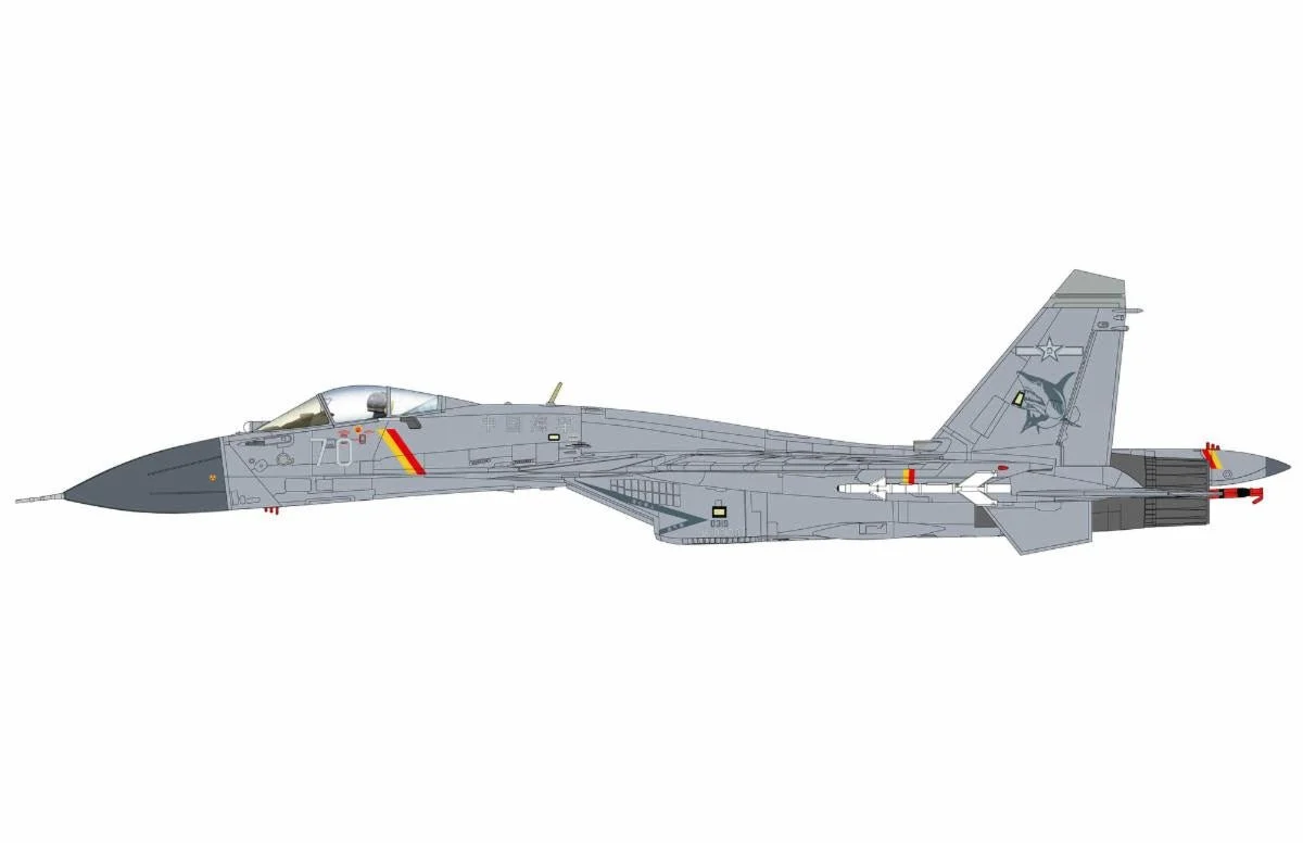 Pre-Order Hobby Master HA6409C 1:72 J-15 Flying Shark No. 70, Aircraft Carrier Liaoning, PLAAF (w 2 x KD-88 & 2 x YJ-83)