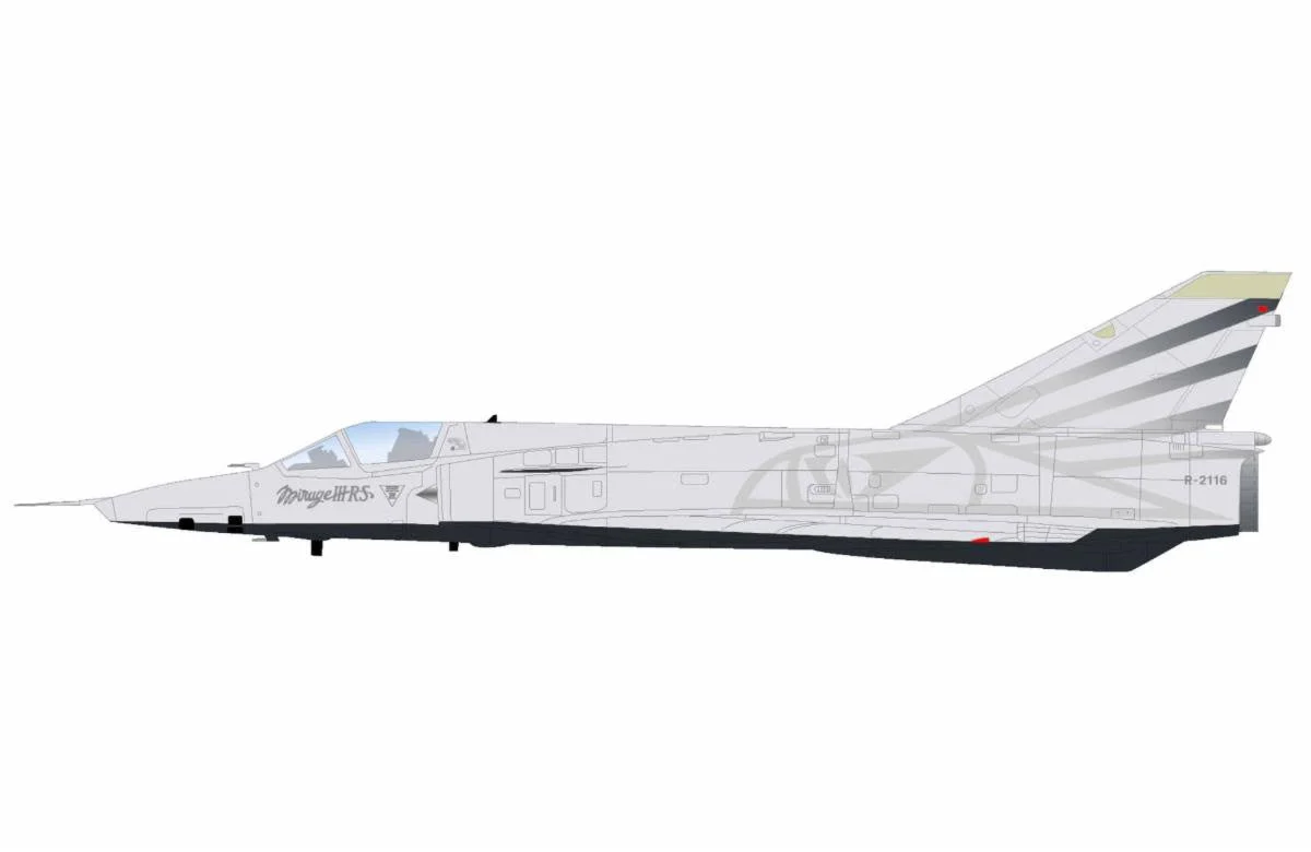 Pre-Order Hobby Master HA9851 1:72 Mirage IIIRS "Swiss Farewell" R-2116, Staffel 10, Swiss AF, 2003 (w/3 x fuel tanks)