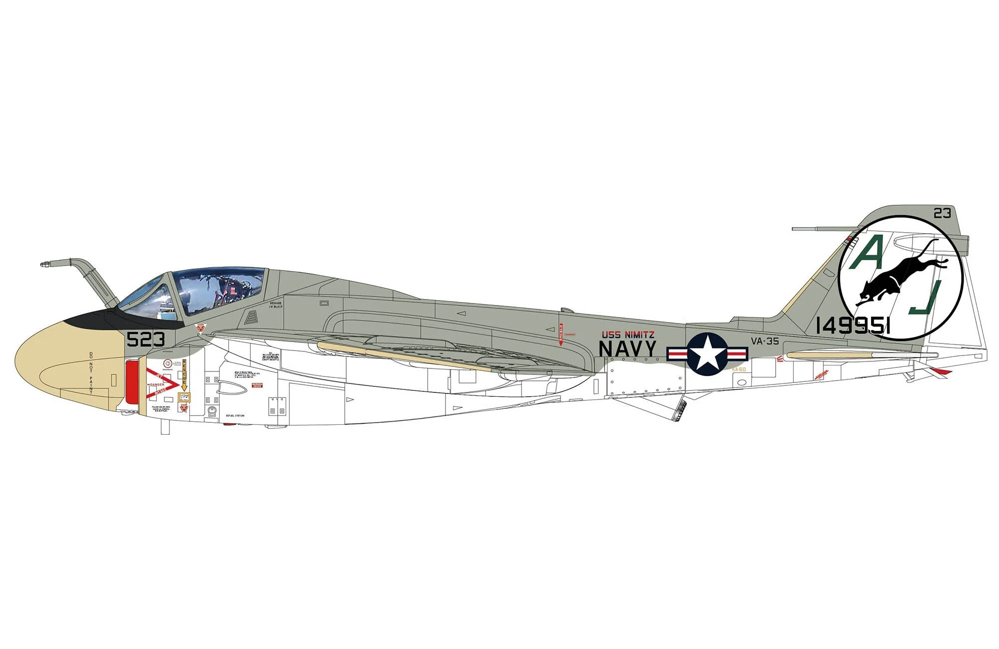 Pre-Order Hobby Master HC1002 1:72 Grumman KA-6D Intruder 149951, VA-35 "Black Panthers", USS Nimitz, 1975