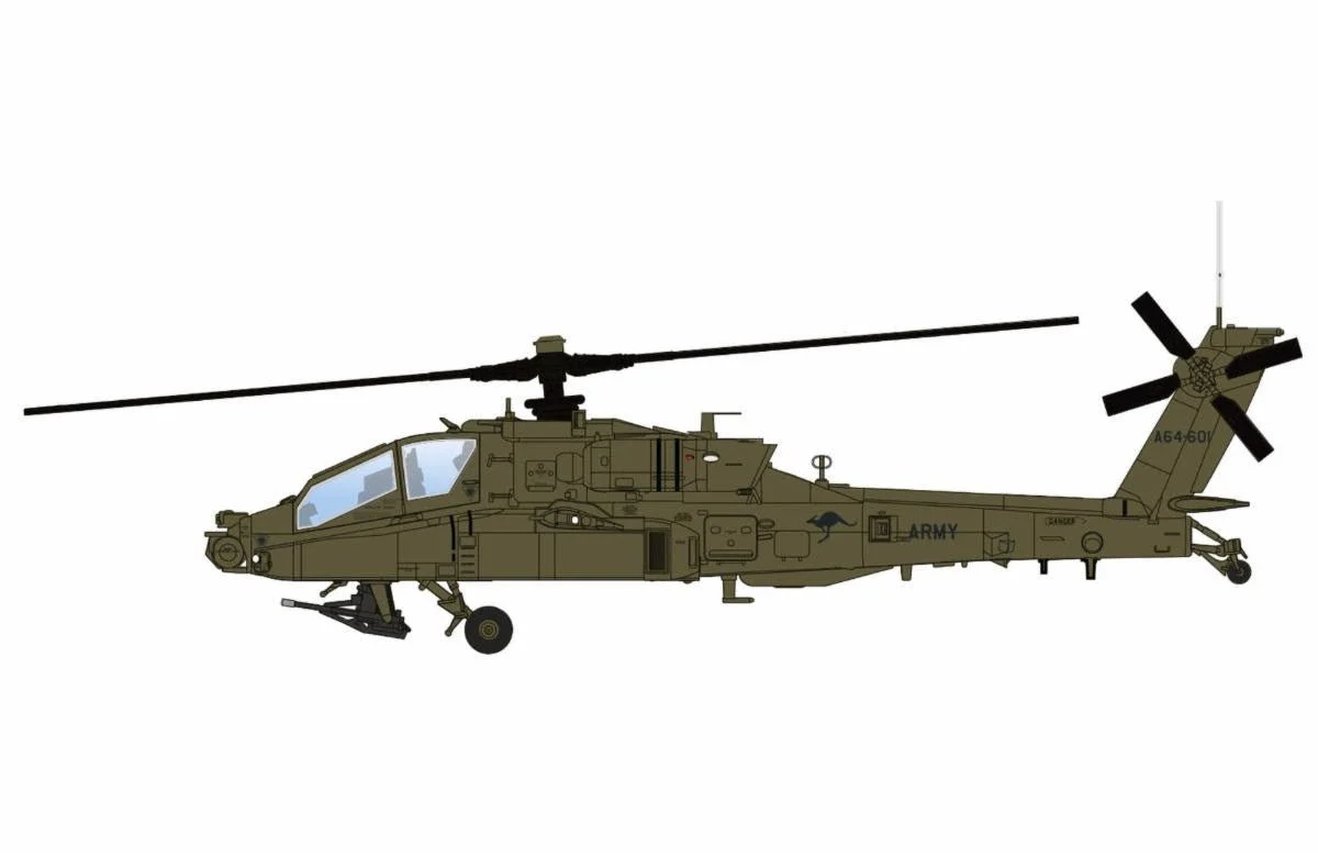 Pre-Order Hobby Master HH1223 1:72 AH-64E "The Australian Army" A64-601, 1st Aviation Rgt., RAAF Townsville, 2025