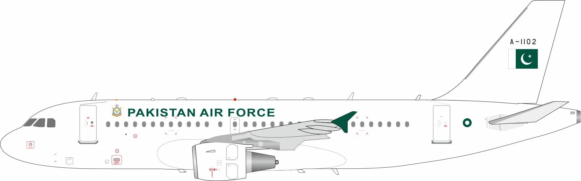 Pre-Order InFlight200 IF319PAF102 1:200 Pakistan Air Force Airbus A319-112 A-1102