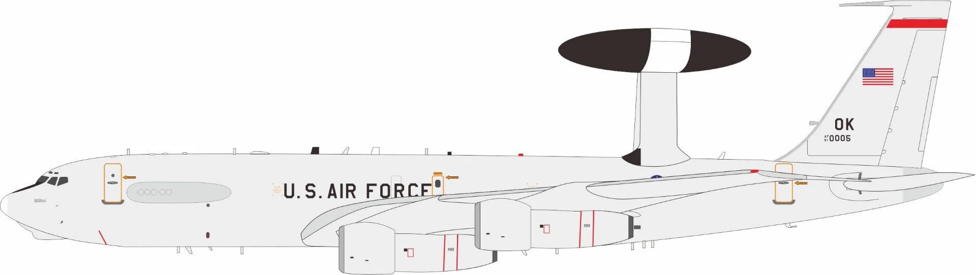 Pre-Order InFlight200 IFE3GUSAF005 1:200 USA - Air Force Boeing E-3G Sentry (707-300) 81-0005