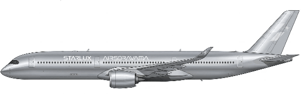 Pre-Order JC Wings EW435K003A 1:400 Starlux Airlines Airbus A350-1000XWB "Airsorayama Silver" Reg: B-58553 "Flaps Down"