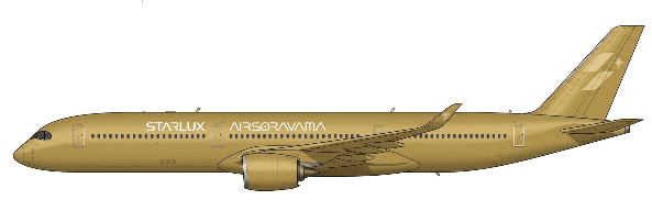 Pre-Order JC Wings EW435K004 1:400 Starlux Airlines Airbus A350-1000XWB "Airsorayama Gold" Reg: B-58554