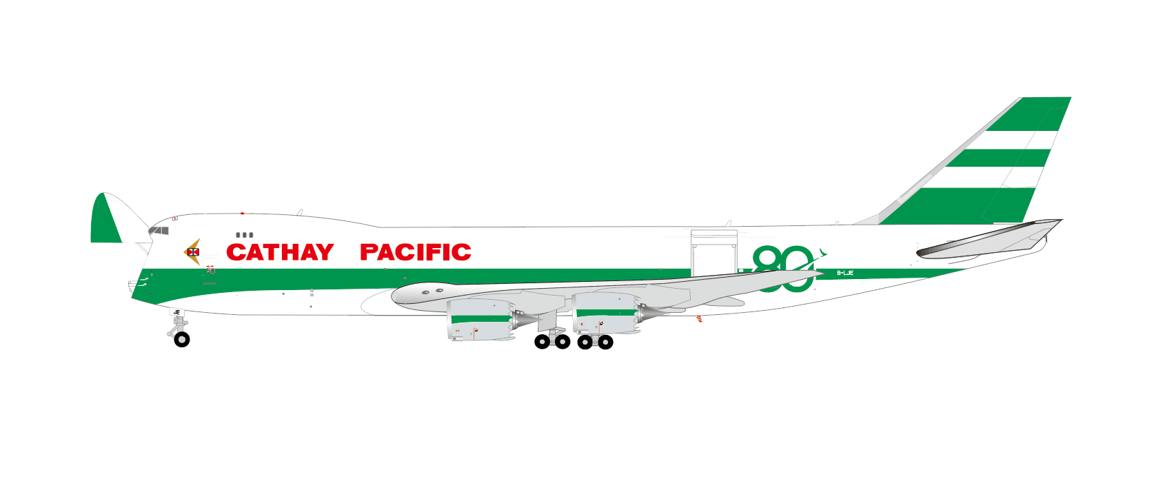 Pre-Order JC Wings SA2117C 1:200 Cathay Pacific Boeing 747-8F "80th Anniversary" "Interactive Series" B-LJE