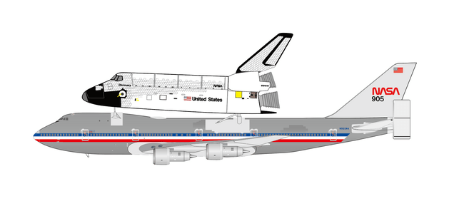 Pre-Order JC Wings XX40341 1:400 NASA Boeing 747-100 "Polished with Space Shuttle Discovery" N905NA