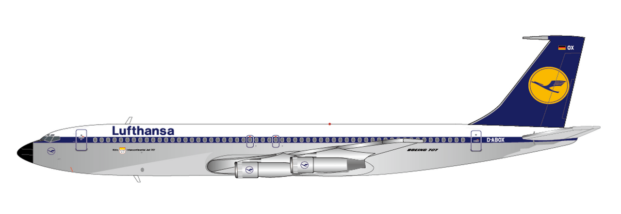 Pre-Order JC Wings XX40476 1:400 Lufthansa Boeing 707-300 "Polished" Reg: D-ABOX