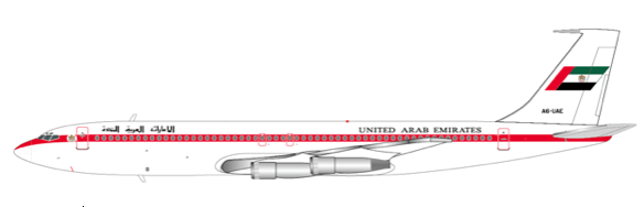 Pre-Order JC Wings XX40478 1:400 United Arab Emirates Amiri Flight Boeing 707-300 Reg: A6-UAE