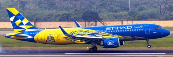 Pre-Order JC Wings XX40517 1:400 Etihad Airways Airbus A320NEO "Chennai Super Kings" Reg: A6-EJB