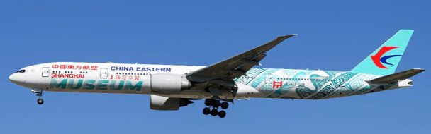 Pre-Order JC Wings XX40722A 1:400 China Eastern Airlines Boeing 777-300ER "Shanghai Museum" Reg: B-7349 "Flaps Down"