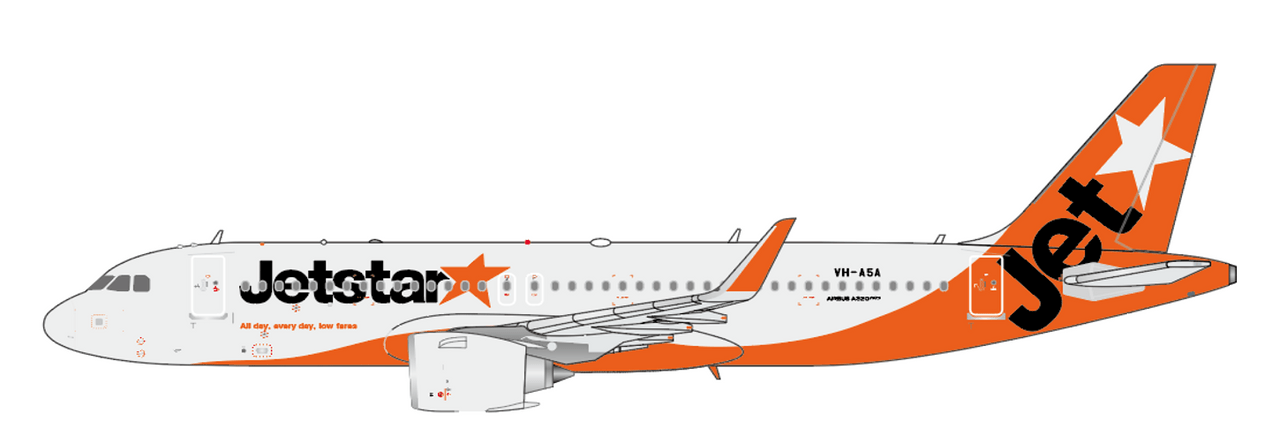 Pre-Order JC Wings XX40810 1:400 Jetstar Airways Airbus A320NEO Reg: VH-A5A