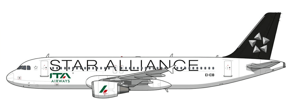Pre-Order JC Wings XX40855 1:400 ITA Airways Airbus A320 "Star Alliance" Reg: EI-EIB