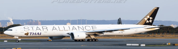 Pre-Order JC Wings XX40868A 1:400 Thai Airways Boeing 777-300ER "Star Alliance" Reg: HS-TKQ "Flaps Down"