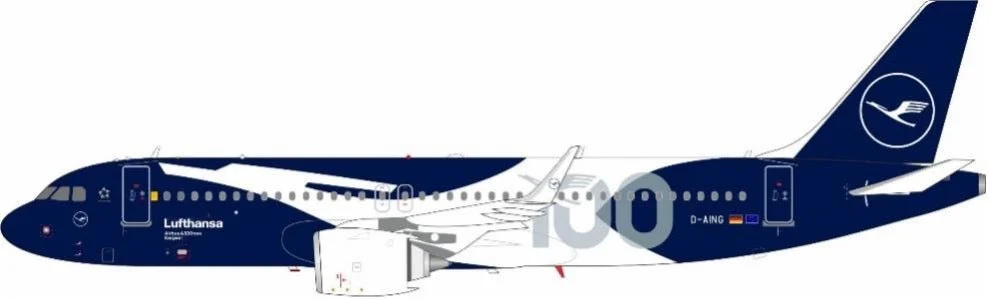 Pre-Order JFox JF-A320-069 1:200 A320-271NX Lufthansa - 100th Year Anniversary - D-AING