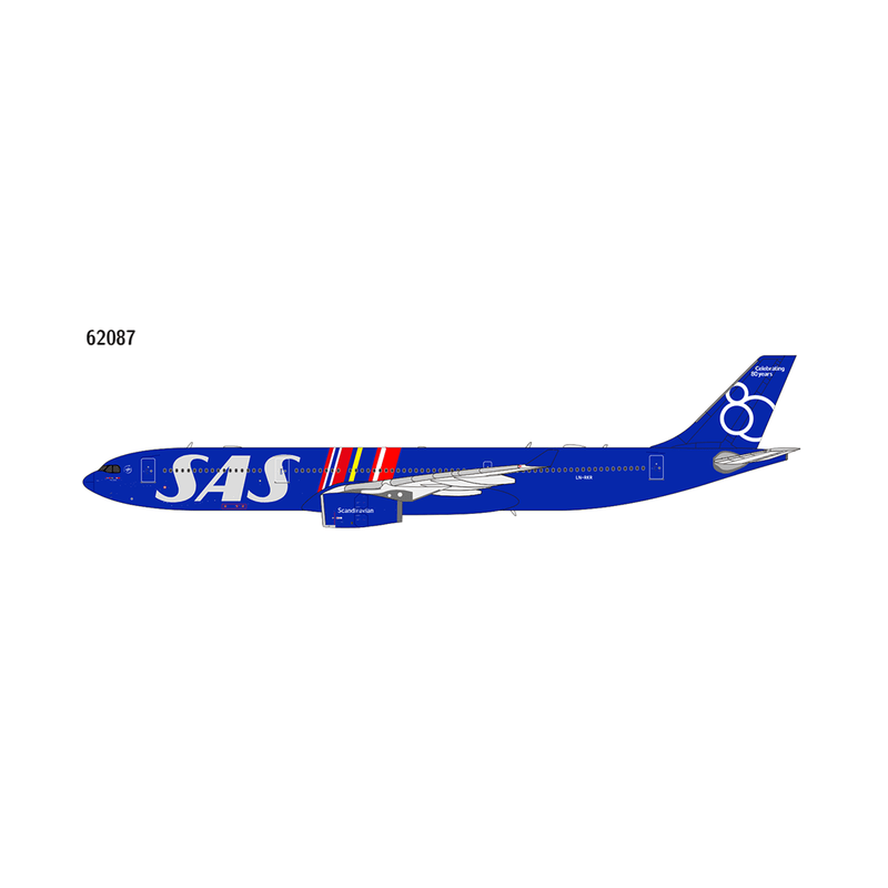 Pre-Order NG Models 62087 1:400 SAS Scandinavian Airlines A330-300 LN-RKR (Celebrating 80 Years Livery)