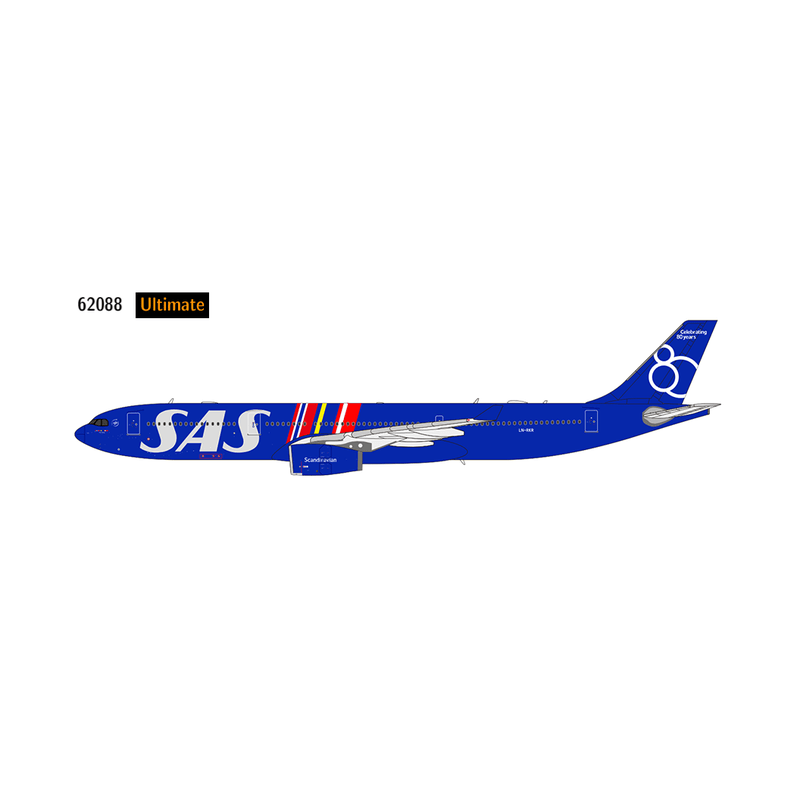Pre-Order NG Models ULTIMATE 62088 1:400 SAS Scandinavian Airlines A330-300 LN-RKR (Celebrating 80 Years Livery)