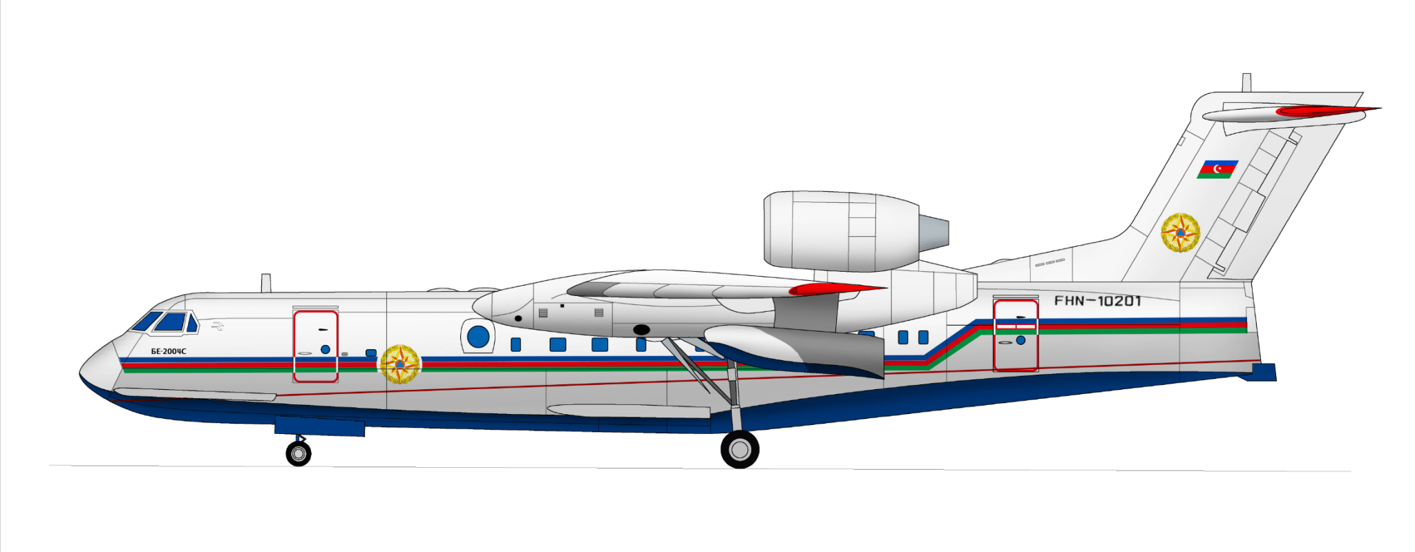 Pre-Order ODEWM Models A1003 1:200 Azerbaijan Beriev Be-200 Amphibious Flying Boat / Seaplane FHN-10201