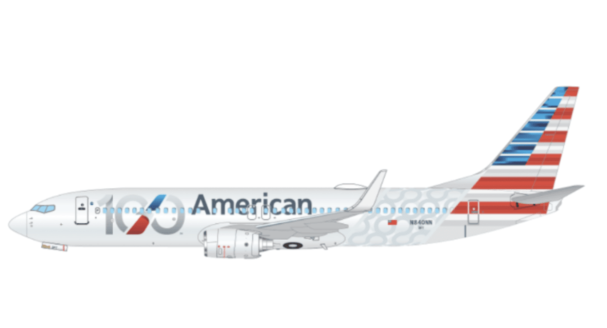 Pre-Order SkyMarks SKR1193 1:130 Boeing 737-800 American Airlines 100th Anniversary N840NN